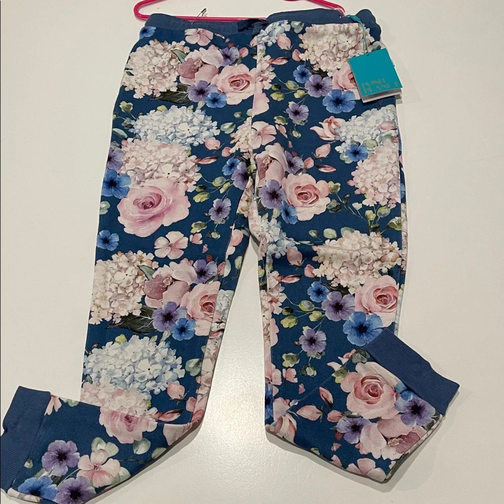 NEW with tags Posh Peanut Floral Leggings - Blue and Pink - Picture 1 of 4